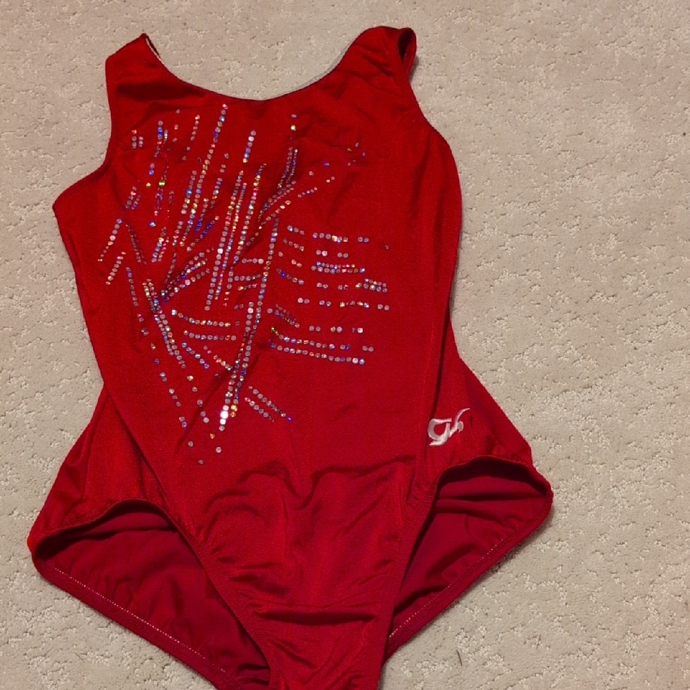 Red Sequin Embellished Leotard